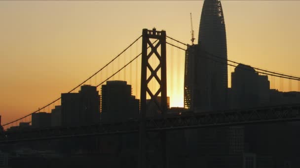 Сан Франциско 2017 Листопада Повітряних Захід Міста Видом Бухти Міст — стокове відео
