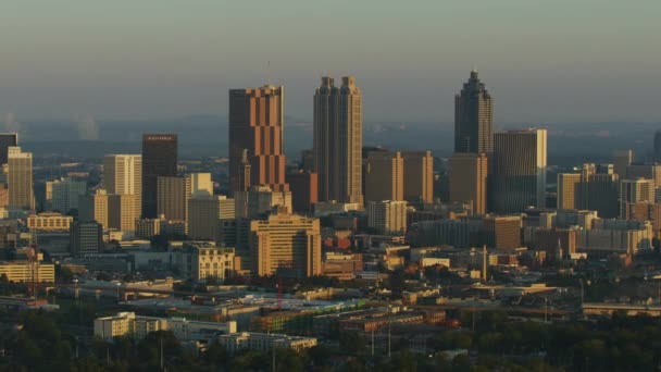 Atlanta Noviembre 2017 Vista Aérea Del Amanecer Los Edificios Rascacielos — Vídeos de Stock