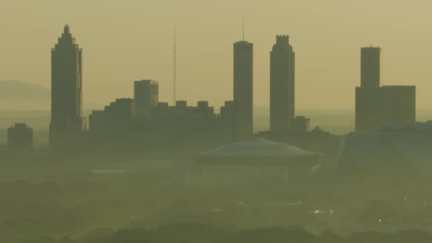 Atlanta November 2017 Antenne Sonnenaufgang Blick Auf Sonnenlicht Morgendunst Stadt — Stockvideo