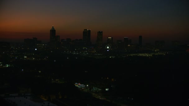 Атланта 2017 Листопада Повітряних Sunrise Освітлена Вид Центр Міста Бізнес — стокове відео