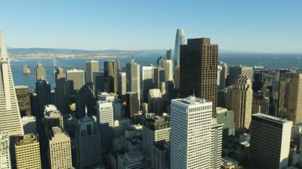 Město Pohled Mrakodrap Transamerica Pyramid Centru Finanční Čtvrti Budovy Sanfranciského — Stock video