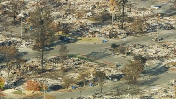 Vista Aérea Uma Comunidade Rural Sonoma Casas Modernas Queimadas Chão — Vídeo de Stock