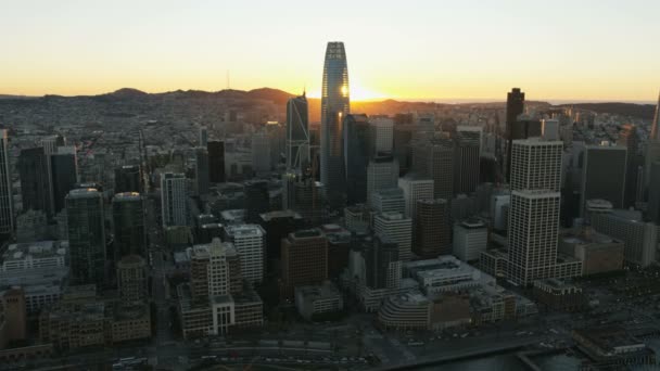 San Francisco November 2017 Aerial Sunset View New Downtown Salesforce — Stock Video