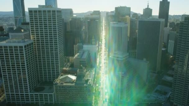 San Francisco November 2017 Aerial Sun Flare Metropolis View Market — Stock Video