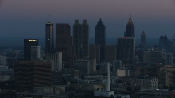 Atlanta Noviembre 2017 Salida Del Sol Aérea Iluminada Vista Los — Vídeos de Stock