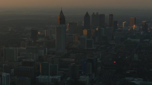 Atlanta Noviembre 2017 Vista Aérea Del Amanecer Los Edificios Rascacielos — Vídeos de Stock