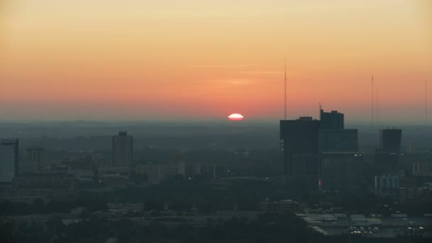 Atlanta Noviembre 2017 Aerial Sunrise Illuminated View Atlanta Central Business — Vídeos de Stock