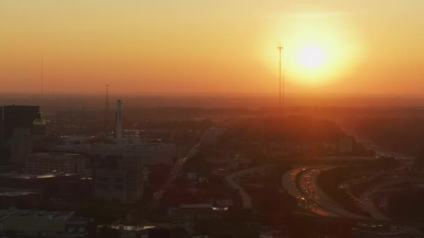 Atlanta Novembre 2017 Vue Aérienne Lever Soleil Sur Circulation Routière — Video