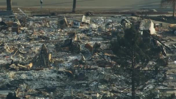 Aerial View Rural Sonoma Community Township Modern Homes Burnt Ground — Stock Video