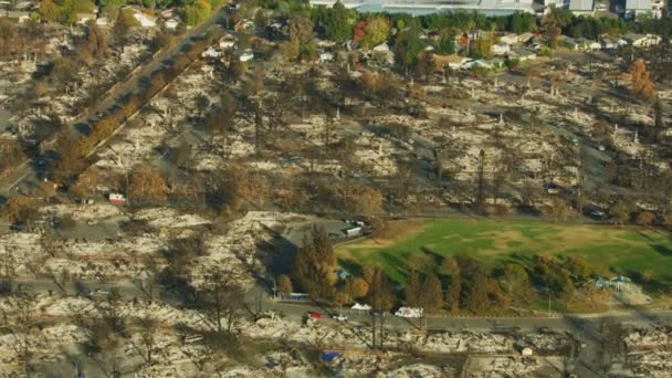 Aerial View Rural Sonoma Community Township Modern Homes Burned Ground — Stock Video