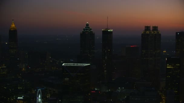 Atlanta Noviembre 2017 Vista Aérea Amanecer Del Paisaje Urbano Iluminado — Vídeos de Stock