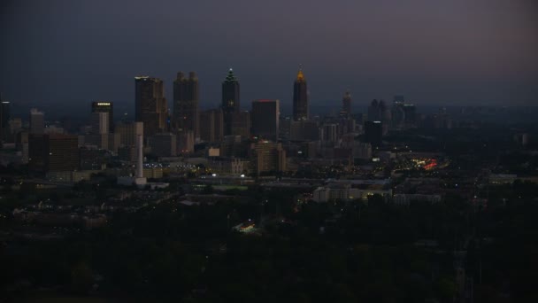 Atlanta November 2017 Beleuchtete Luftaufnahme Bei Sonnenaufgang Der Innenstadt Von — Stockvideo