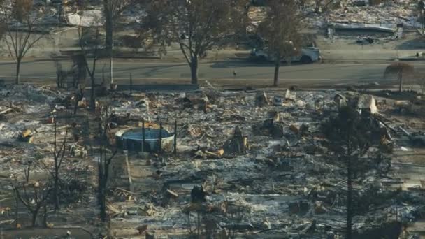 Flygfoto Över Landsbygdens Sonoma Gemenskapen Township Moderna Hem Brändes Till — Stockvideo