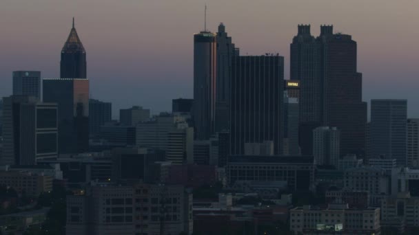 Atlanta Noviembre 2017 Salida Del Sol Aérea Iluminada Vista Las — Vídeos de Stock