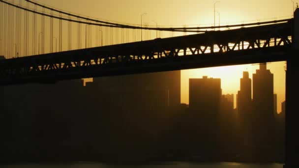 Légi Naplemente City View Bay Bridge Salesforce Torony Felhőkarcoló Építése — Stock videók