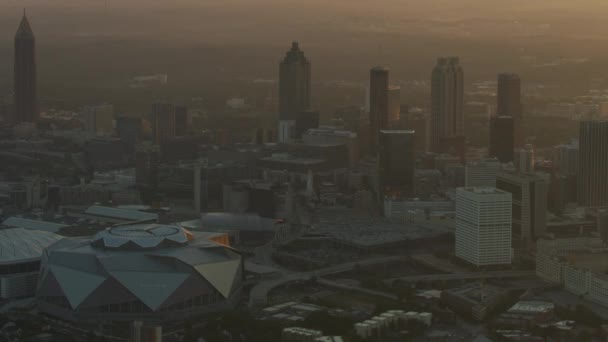 Atlanta Noviembre 2017 Vista Aérea Del Amanecer Mercedes Benz Stadium — Vídeo de stock
