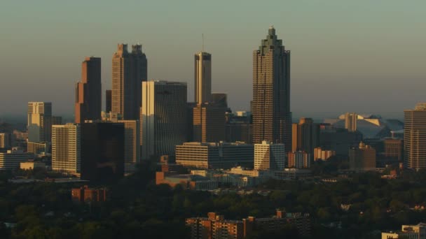 Atlanta Listopad 2017 Letecké Sunrise Pohled Město Mrakodrapy Centru Obchodní — Stock video