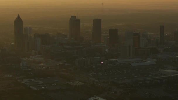 Atlanta Noviembre 2017 Aerial Sunrise Sun Flare View Downtown Central — Vídeo de stock