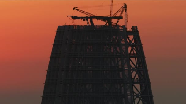 Luchtfoto Zonsondergang Stad Weergave Boven Salesforce Wolkenkrabber Torenconstructie Embarcadero Financial — Stockvideo