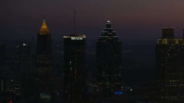 Atlanta Noviembre 2017 Vista Aérea Amanecer Del Paisaje Urbano Iluminado — Vídeos de Stock