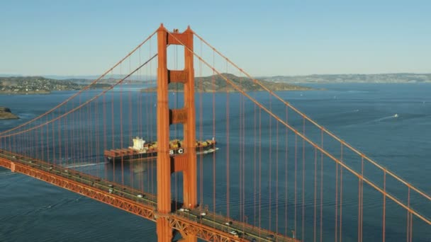 San Francisco November 2017 Luchtfoto Van Containerschip Buurt Van Golden — Stockvideo