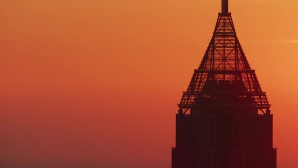 Vista Aérea Nascer Sol Bank America Plaza Estilo Art Deco — Vídeo de Stock