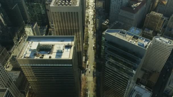 Letecký Pohled Kolmé Centra Trhu Street Finanční Okresní Město Vozidla — Stock video