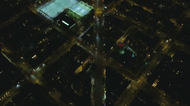 Luchtfoto Nacht Verlicht Stadsgezicht Uitzicht San Francisco Downtown Financiële Wijk — Stockvideo