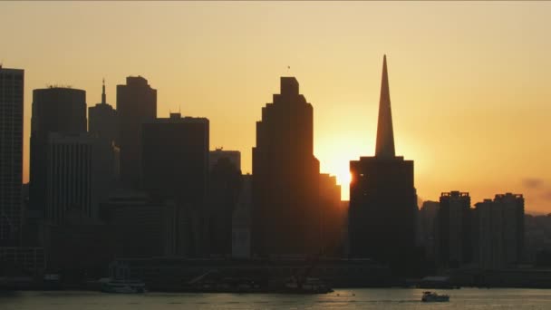 San Francisco November 2017 Aerial Sunset Stadsutsikt Transamerica Pyramid Skyskrapa — Stockvideo