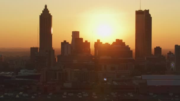 Atlanta November 2017 Aerial Sunrise View City Finance Buildings Midtown — Stock Video