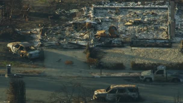 旧金山 2017年11月 空中森林大火造成的破坏乡村社区乡镇现代财产烧毁地面一个自然灾害加利福尼亚美国 — 图库视频影像