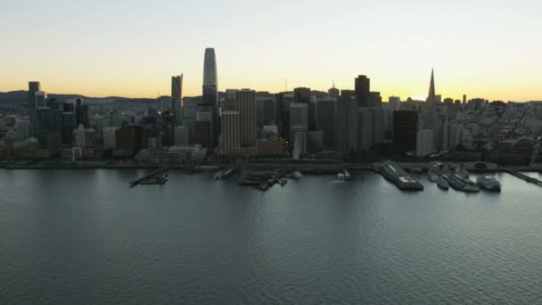 San Francisco November 2017 Légi Waterfront Naplementét Kilátás Nyílik San — Stock videók
