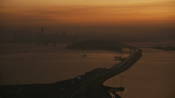 São Francisco Novembro 2017 Vista Aérea Pôr Sol Oakland Bay — Vídeo de Stock