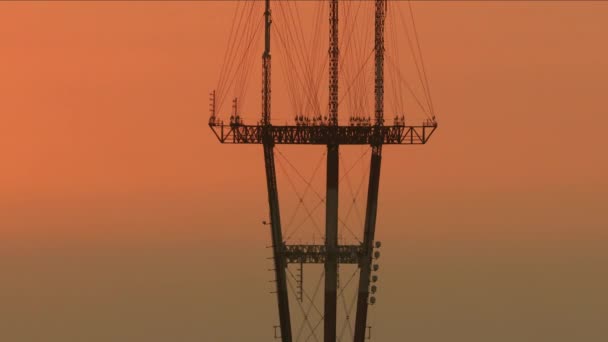 Aerial Sunset City View Twin Peaks Sutro Radio Tower Suburb — Stock Video