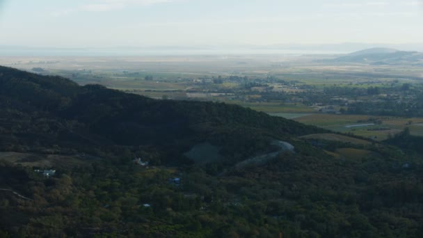 Aerial View Burned Landscape Homes Devastated Wildfires Hills Blackened Heat — Stock Video