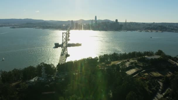 San Francisco November 2017 Sonnenlicht Luftaufnahme Der Oakland Bay Bridge — Stockvideo