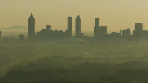 Atlanta November 2017 Luchtfoto Zonsopgang Weergave Van Zonlicht Ochtend Nevel — Stockvideo