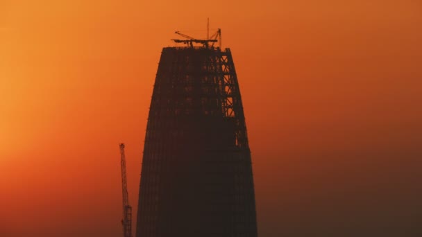 Aerial Sunset Stadsutsikt Den Konstruktion Salesforce Torn Skyscraper Embarcadero Finansiella — Stockvideo