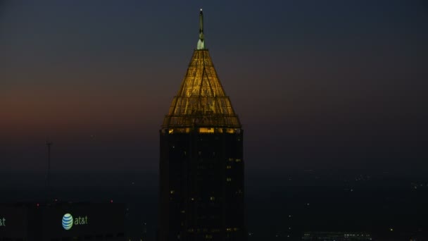 Atlanta November 2017 Aerial Illuminated Night View Bank America Plaza — Stock Video