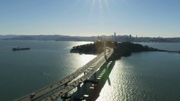 Vista Aerea Alla Luce Del Sole Del Ponte Stradale Sulla — Video Stock