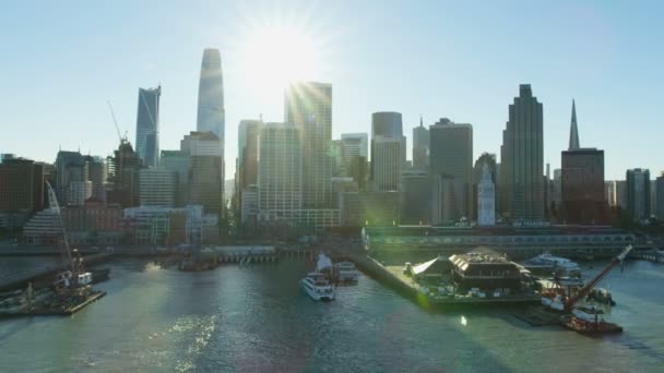 San Francisco Novembre 2017 Aerial Waterfront Sun Flare View Porto — Video Stock