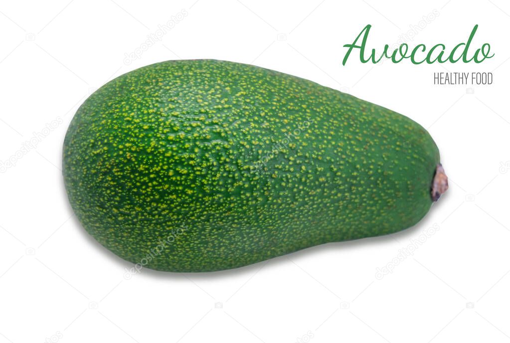Avocado fruit closeup isolated on a white background. Healthy vegetable fats in avocados. Food for vegetarians. Flat lay, top view.