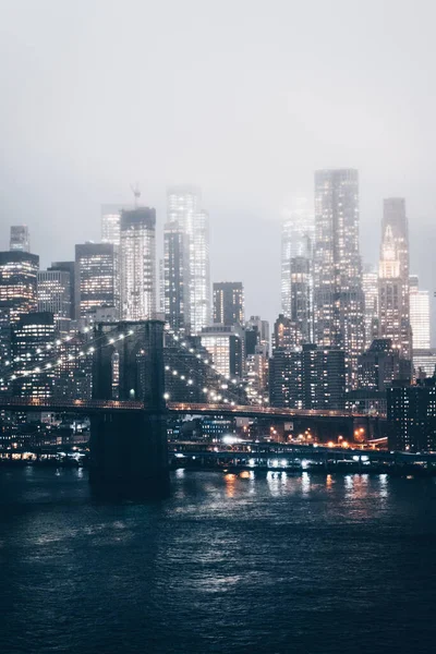 Panorama Horizonte Nova York Manhattan Com Brooklyn Bridge Manhattan Bridge — Fotografia de Stock