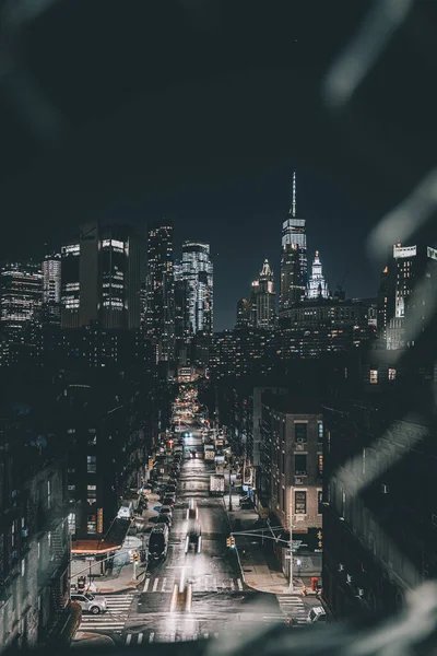 Ruas Movimentadas Nova York Com Tráfego Carros Chuva Manhattan Nova — Fotografia de Stock