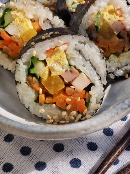 Makanan Korea Kimbab Sayuran Porselen Bowl — Stok Foto