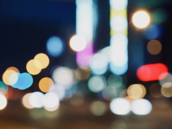 Centro Città Notte Strada Bokeh Mancata Messa Fuoco — Foto Stock