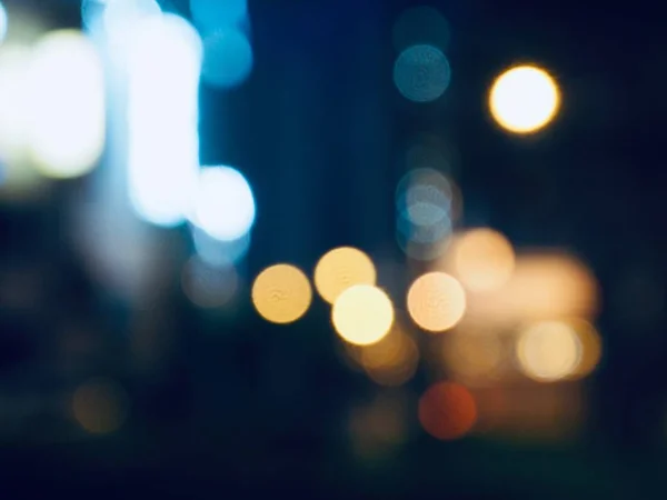 Centro Cidade Bokeh Noite Rua Foco Perdido — Fotografia de Stock