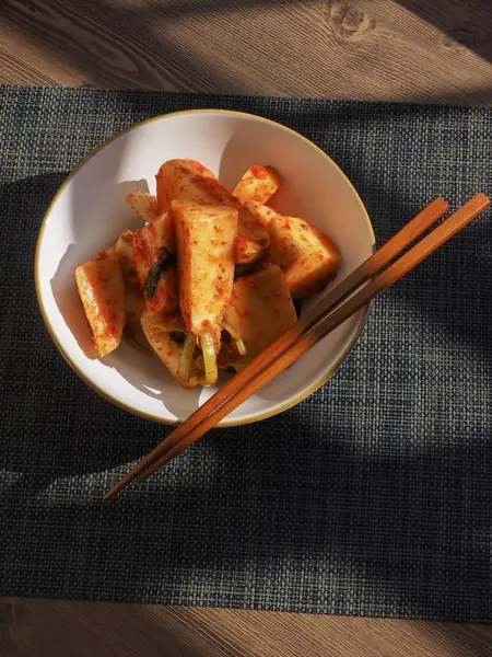 Comida Tradicional Coreana Kimchi Rabanete Fresco — Fotografia de Stock