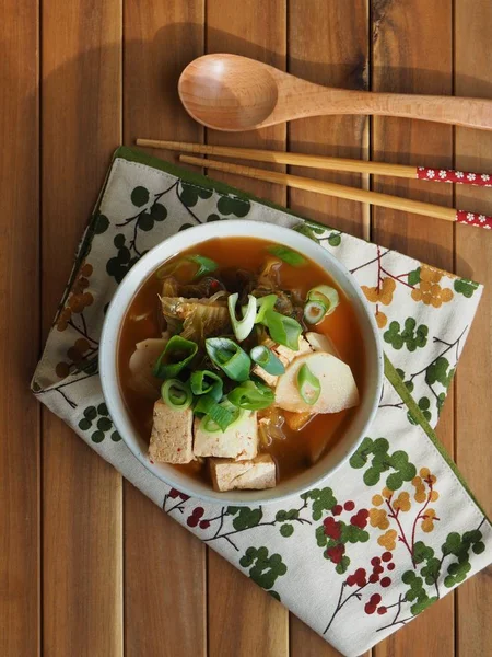 Koreansk Mat Kimchi Tofu Potatis Soppa — Stockfoto