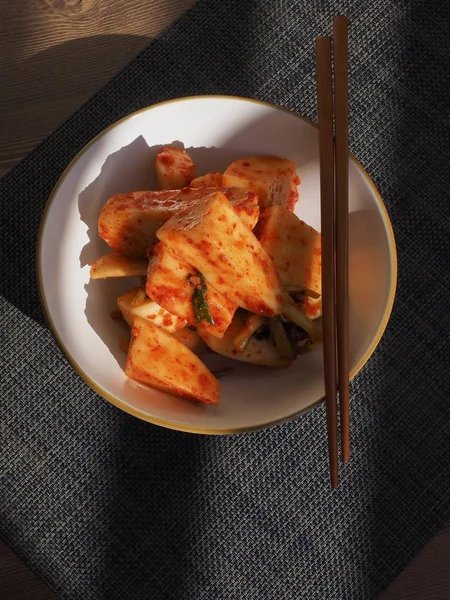 Korean traditional food Fresh radish kimchi